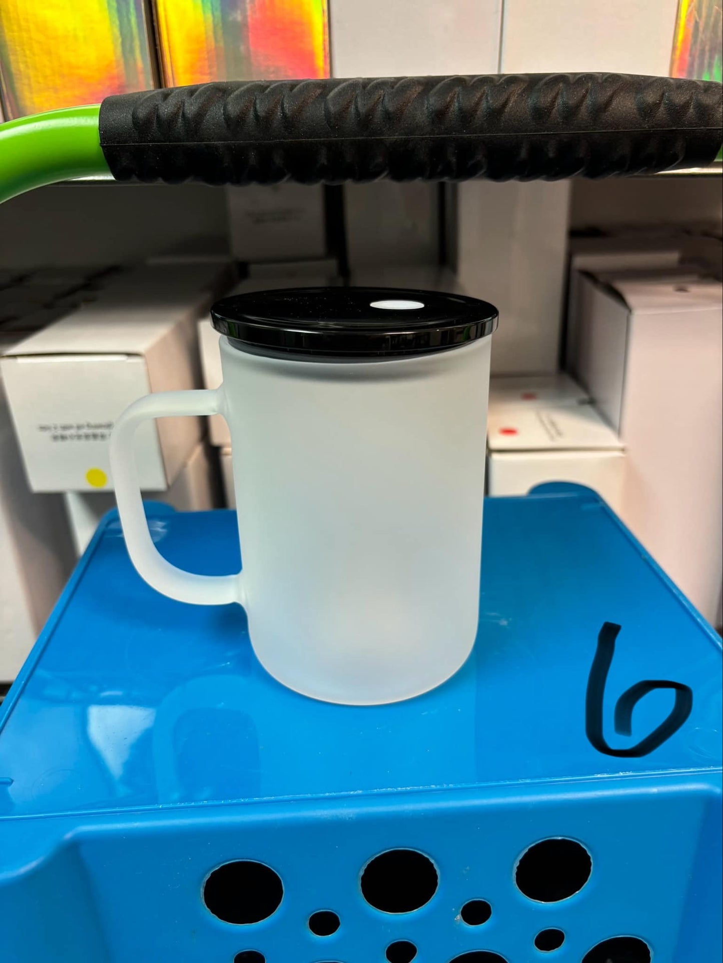 SUBLIMATION GLASS COFFEE MUG WITH LID