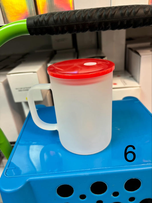 SUBLIMATION GLASS COFFEE MUG WITH LID