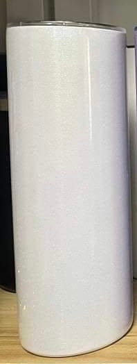 White glitter 20 ounce sublimation tumbler